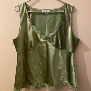 Jessica Sage Green Satin Sleeveless Top
